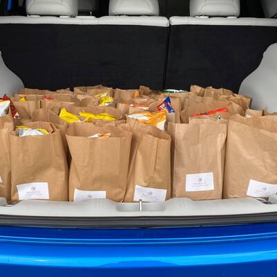 Lunches packed up to be passed out door to door