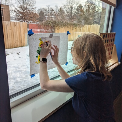 Nicole using the daylight as her nature's lightbox