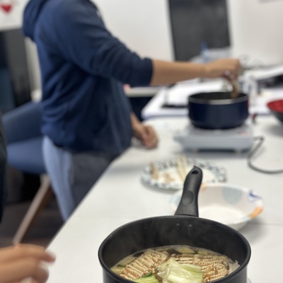 Kids Learning all about ramen in cooking class