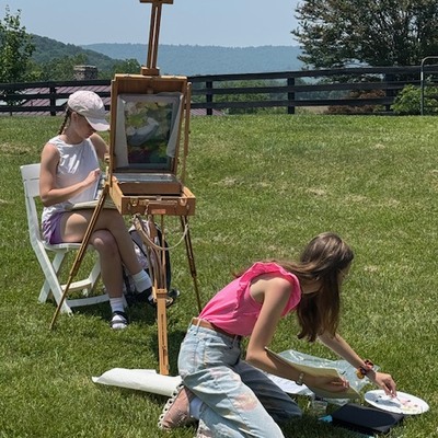 Lee Newman class with two young students