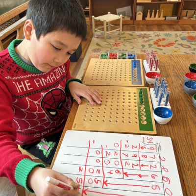 Long division practice in the Elementary Classroom.