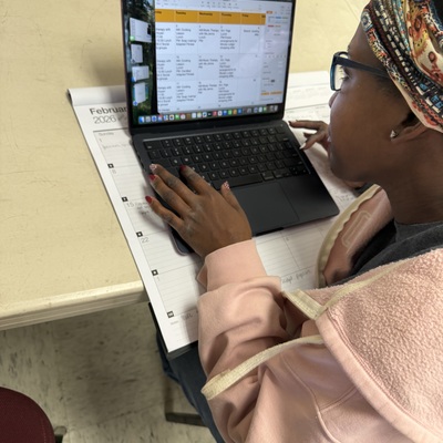 Tiara is practicing typing! Another important life skill.