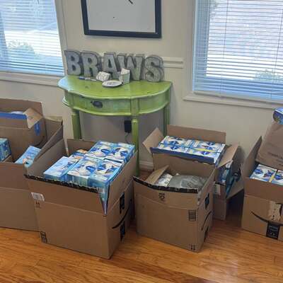 BRAWS distributes free period products monthly to individuals in need.