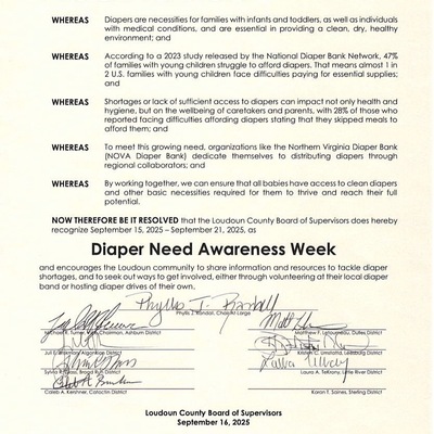 Loudoun County Board of Supervisors Proclamation of Diaper Need 2025