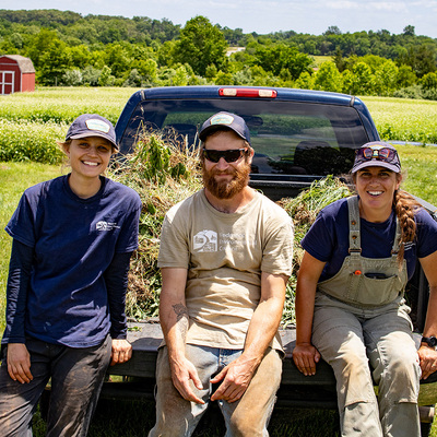PEC's Community Farm Team: Catherine Fisher, Teddy Pitsiokos and Dana Melby