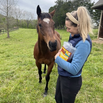 Sarah, Executive Director, and sanctuary horse, Tika.