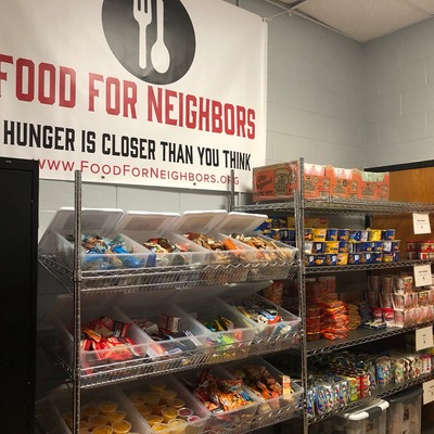 One of our school pantries. FFN provides schools with pantry shelving and storage.