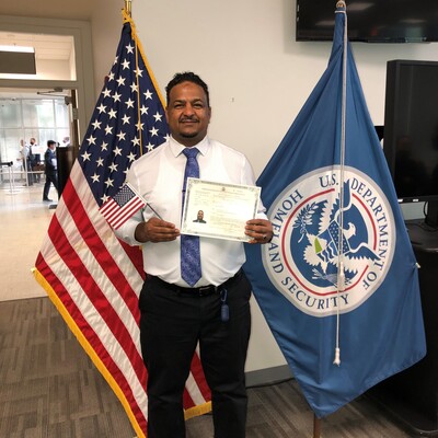 Mohamed celebrates his new U.S. citizenship after a long legal process.