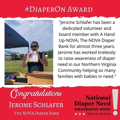 Congratulations to Jerome Schlafer - by The National Diaper Bank Network for his volunteer work!