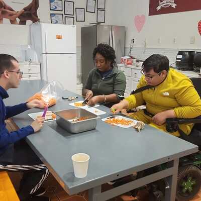 Clients of www.makomlife.org are regular weekday volunteers at the kitchen.