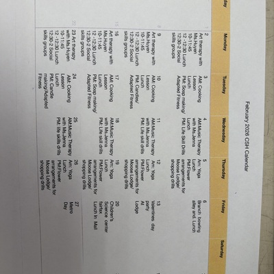 February calendar of events we offer