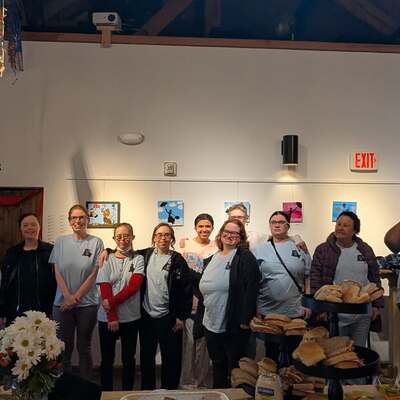 Artists celebrate at the Mary Poppins Visual Art Reception March 2025