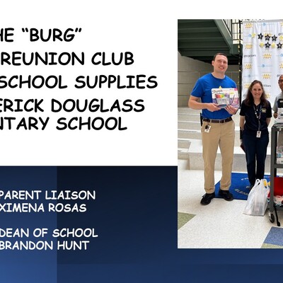 "BURG" Family Reunion Club donates school supplies to Frederick Douglass Elementary School
