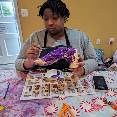 Jocelyn decided purple makes a pretty shoe