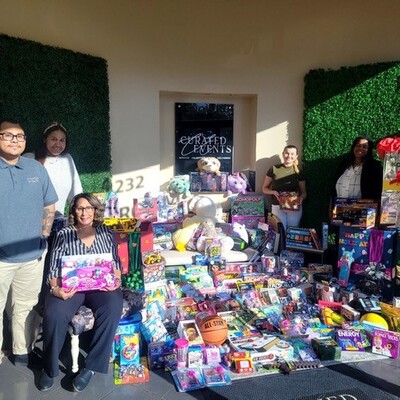 Holiday Toy Drive 2023. Thanks to our partners at Curated Events!