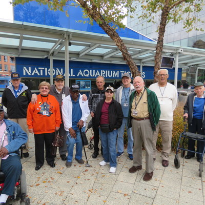 A group from the DC Armed Forces Retirement Home enjoy a day at the National Aquarium