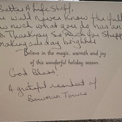 A thank you from one of our communities we help
