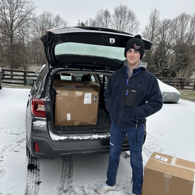 Student volunteering on a cold day