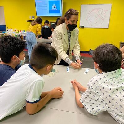 Science class with volunteer instructor from National Institutes of Health