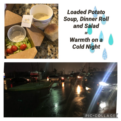 Loaded Potato Soup, Dinner Roll and House Salad